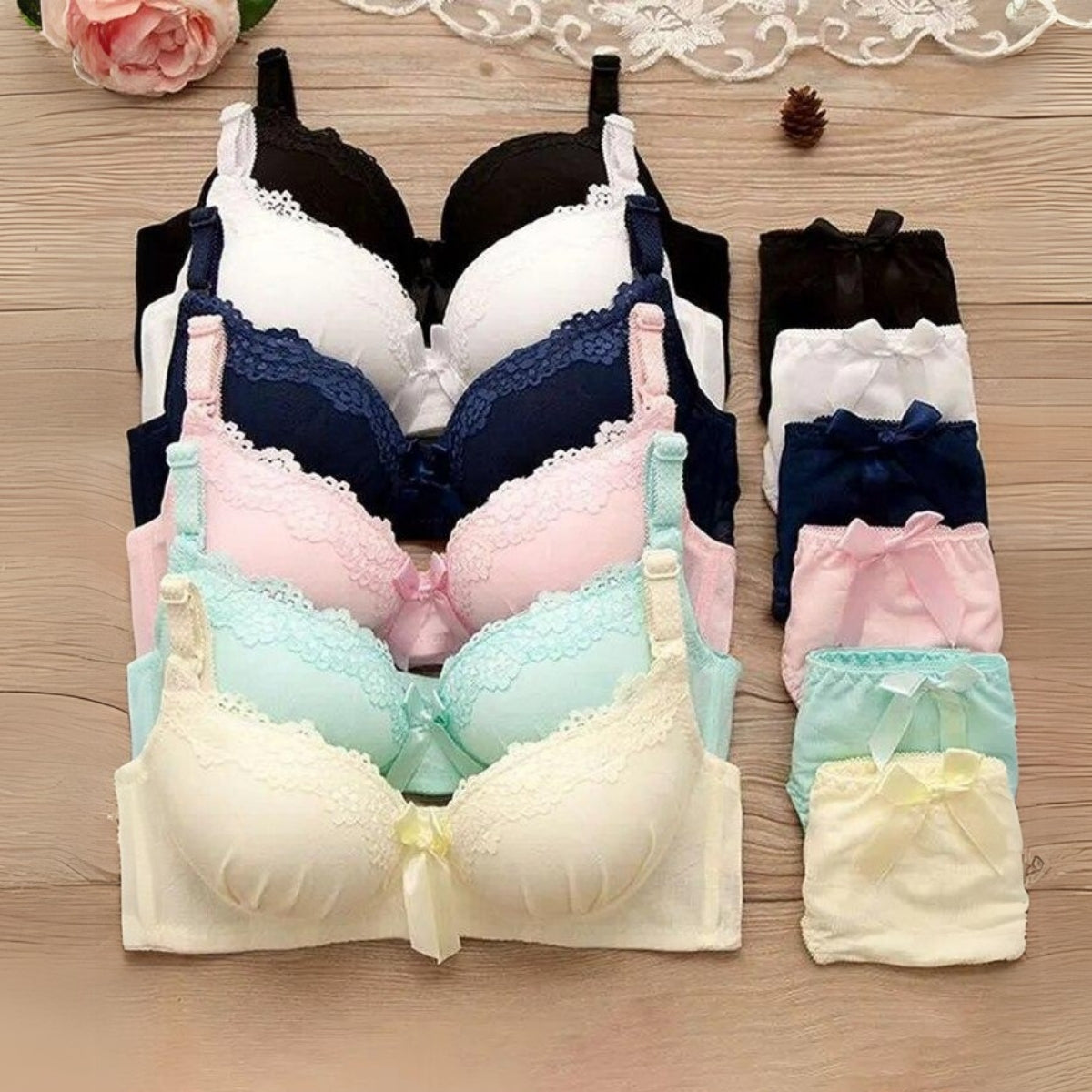 (Pack of 6) Women's  Bra Panty Lingerie Set for Girl's Combo | L-01