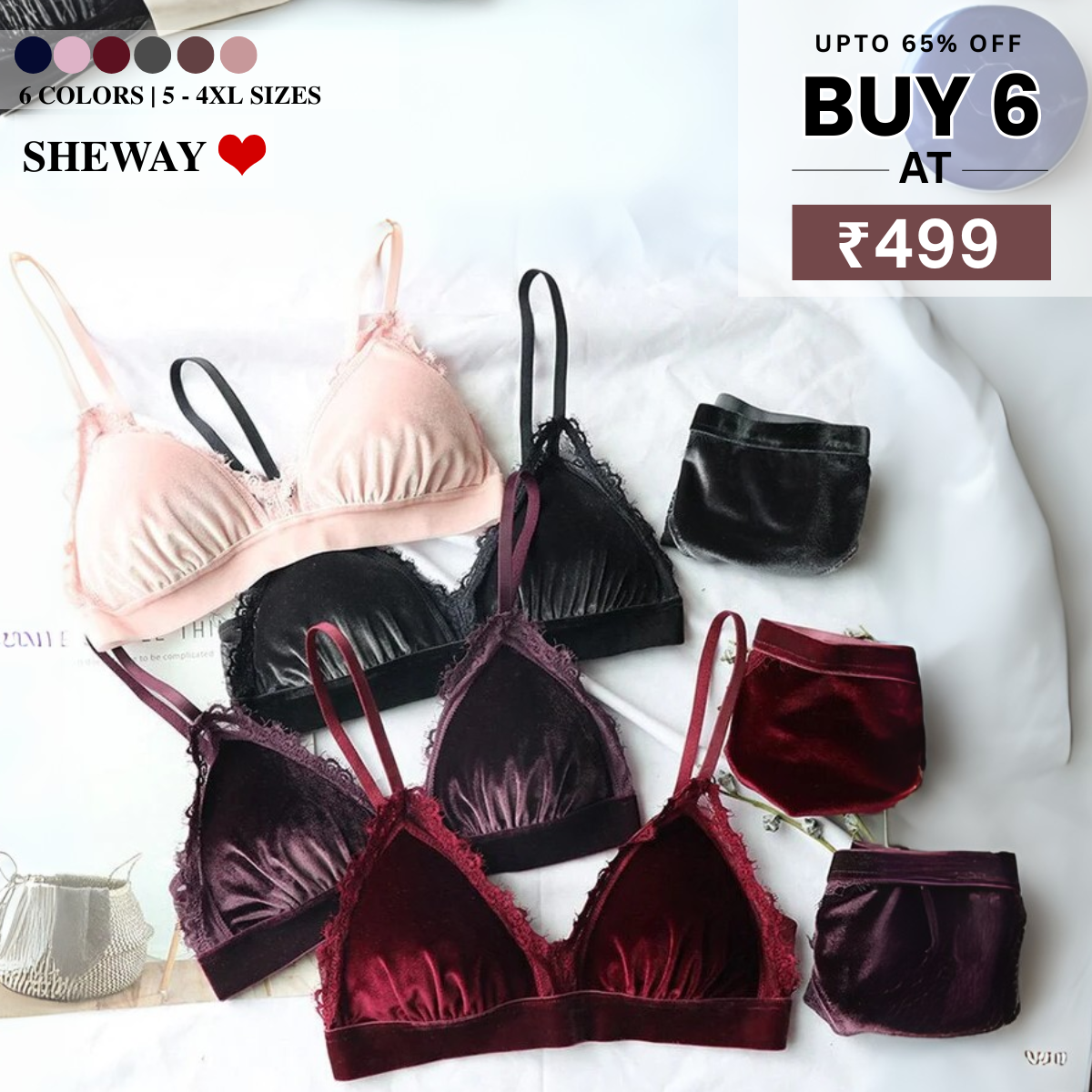 Combo Of 6 Bra & panties Sets imported | BP-34