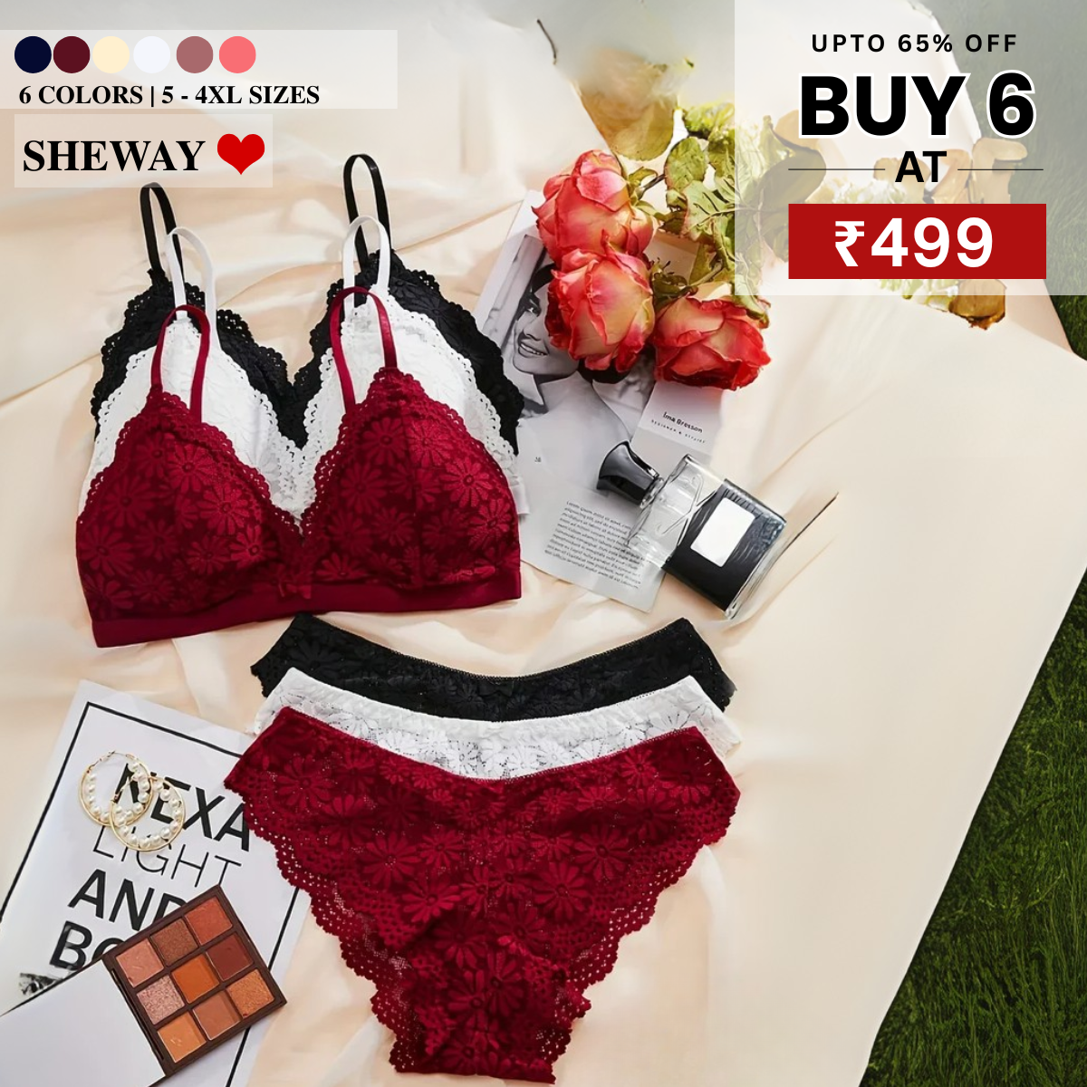 Combo Of 6 Bra & panties Sets imported | BP-37