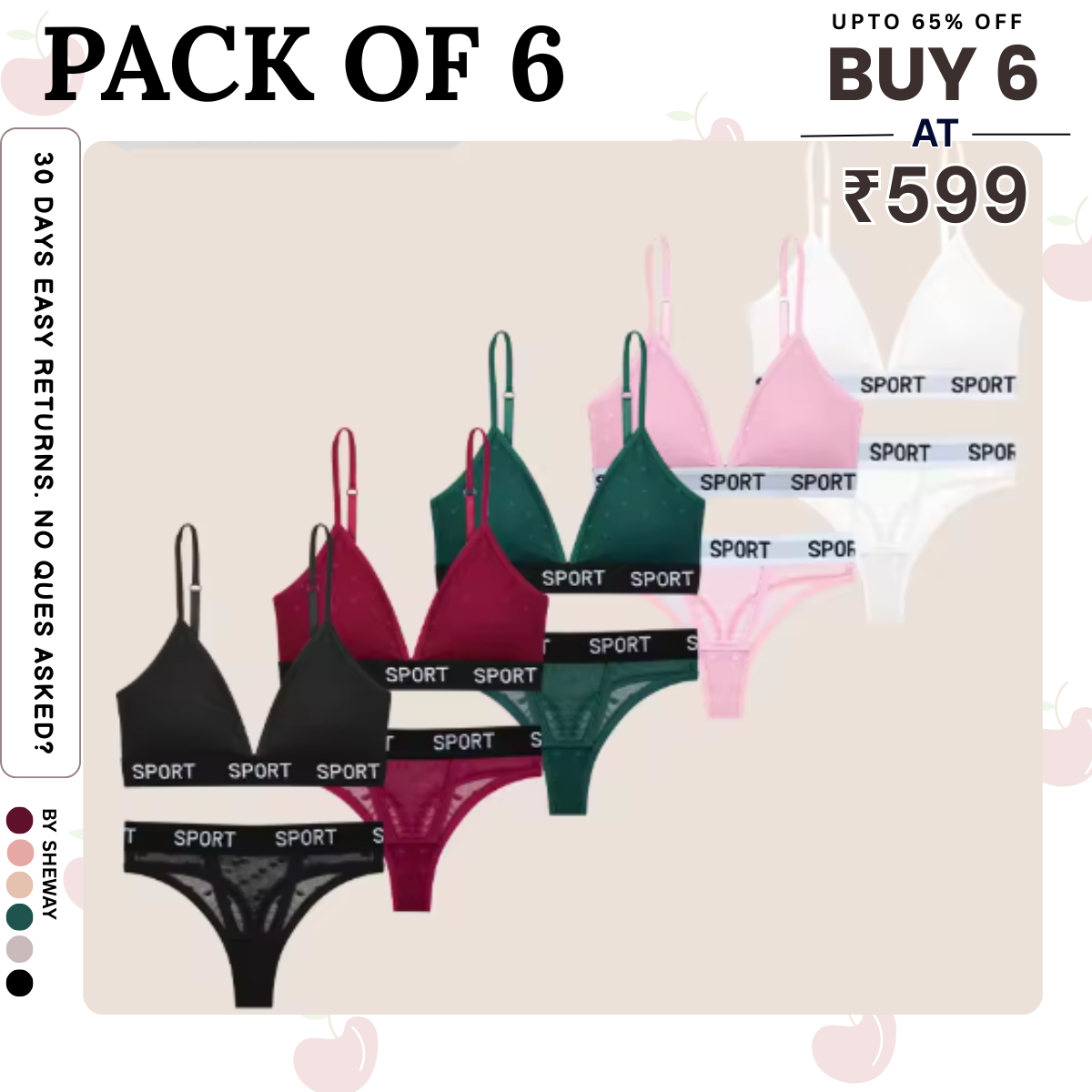 (Pack of 6) Premium Women’s Bra Panty Lingerie Set | Stylish, Comfortable & Affordable | LS-4
