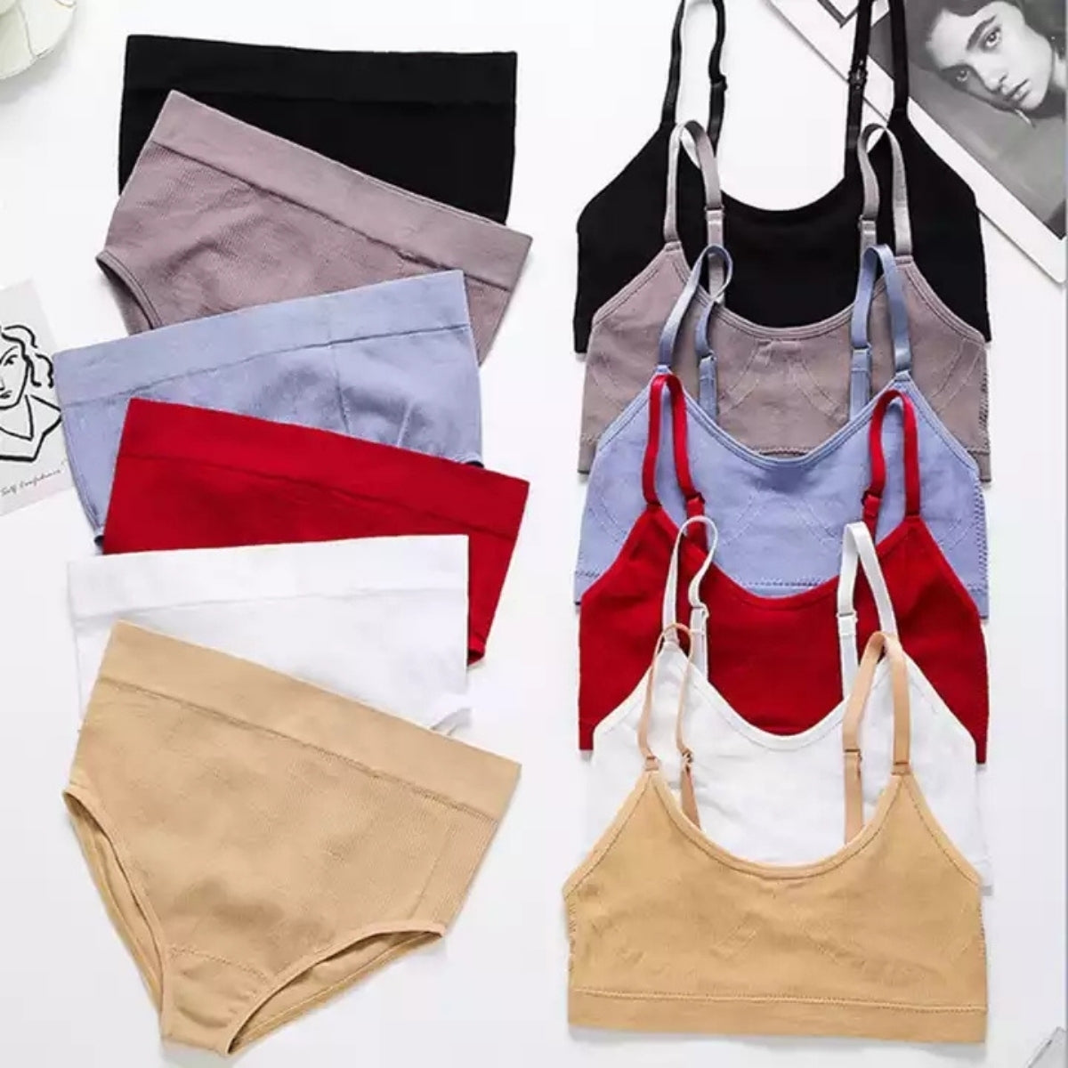 (Pack of 6) Women's  Bra Panty Lingerie Set for Girl's Combo | L-34