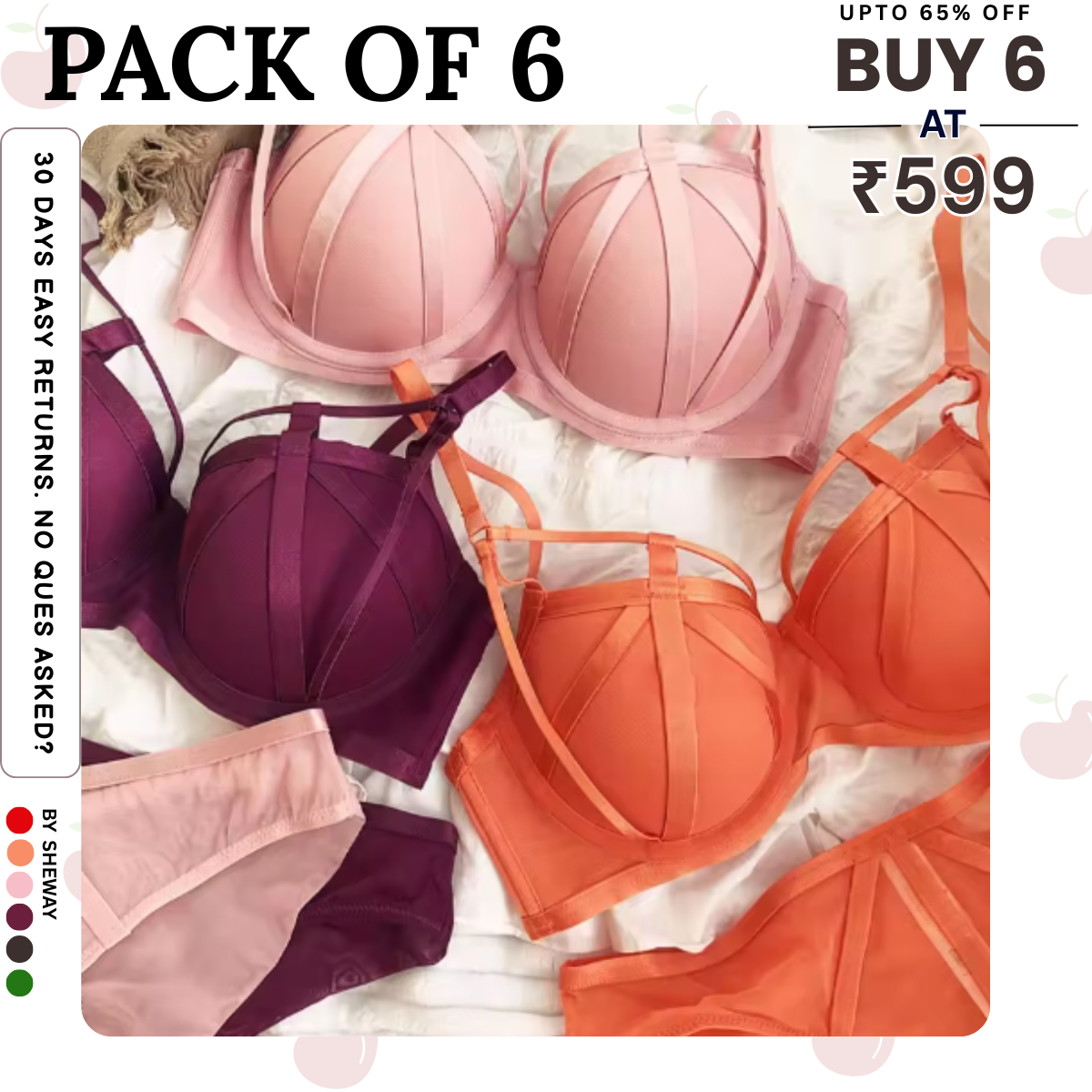 (Pack of 6) Premium Women’s Bra Panty Lingerie Set | Stylish, Comfortable & Affordable | LS-5