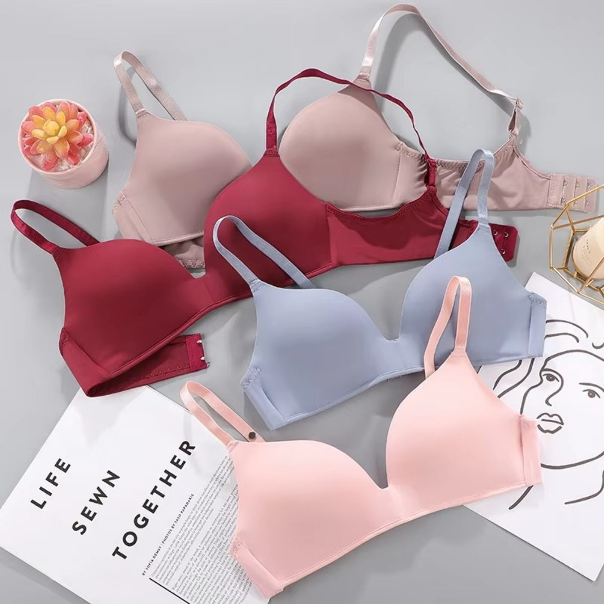 4-Pack Women’s T-Shirt Bras – Soft, Lightweight & Perfect for Everyday Wear | TB-01
