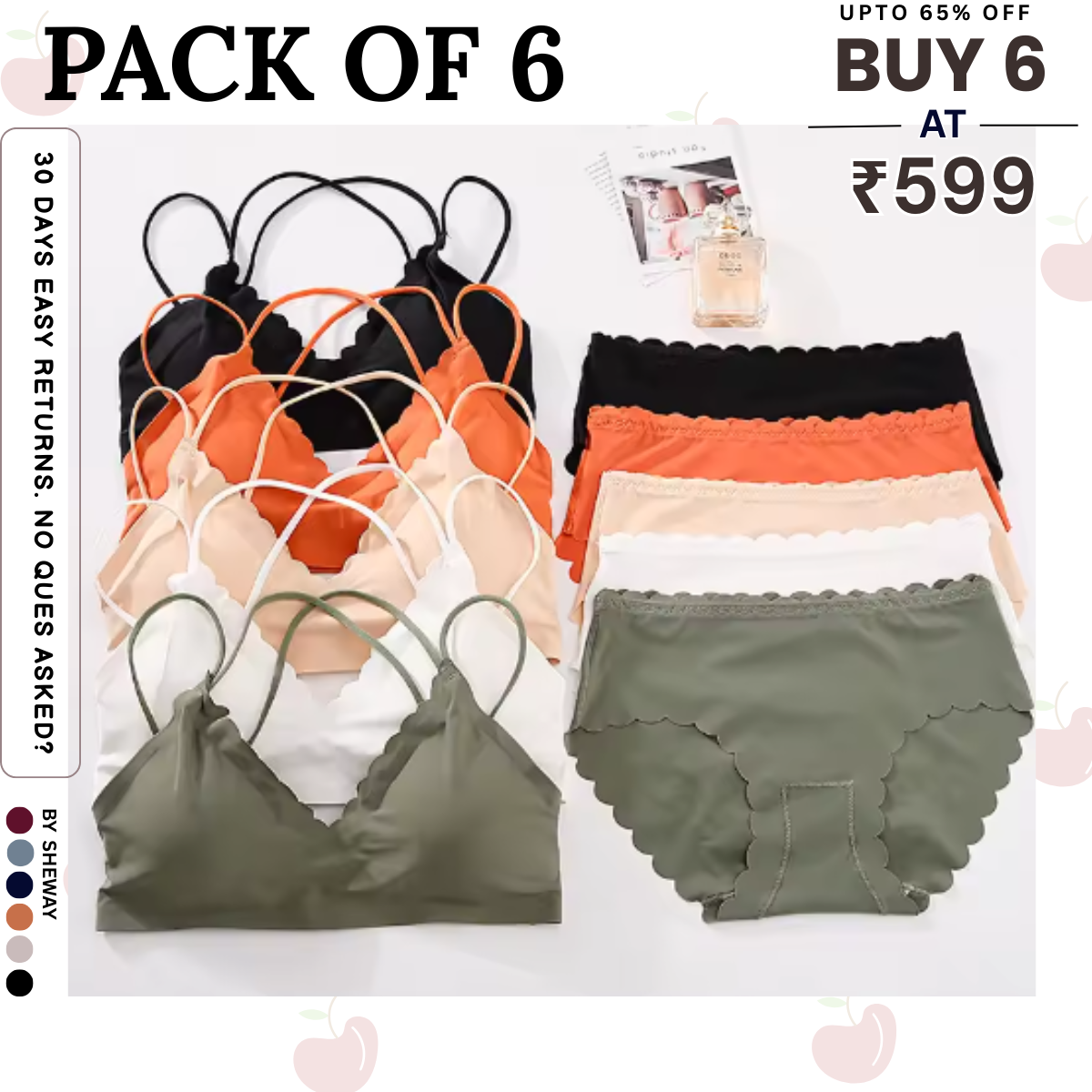 (Pack of 6) Premium Women’s Bra Panty Lingerie Set | Stylish, Comfortable & Affordable | LS-1