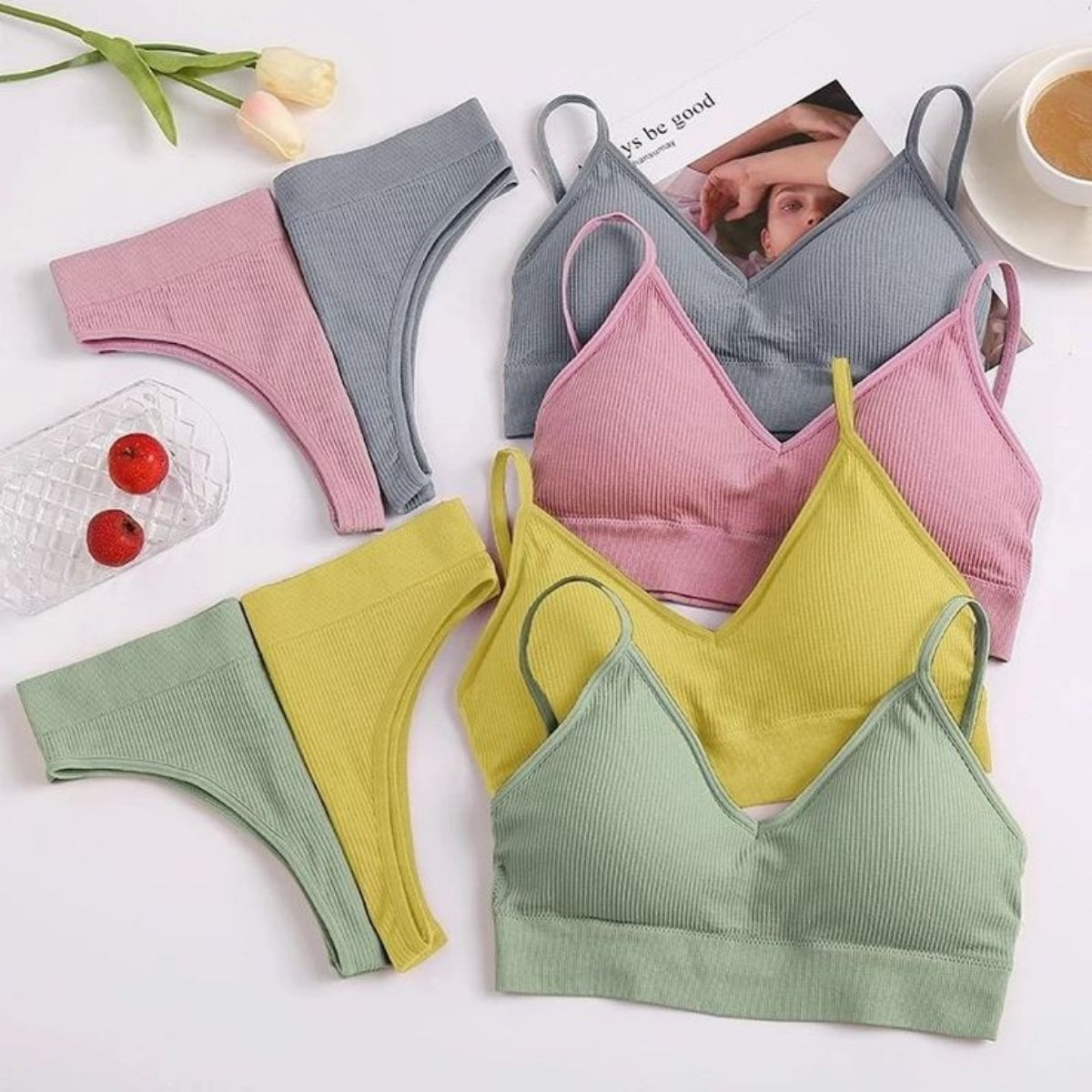 (Pack of 6) Women's  Bra Panty Lingerie Set for Girl's Combo | L-07