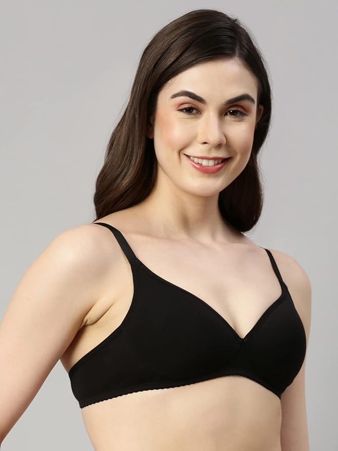 Bra Set for Women Pack of 4 Cotton Blend Lightly Padded (black)