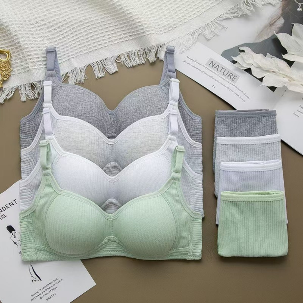 (Pack of 6) Women's Bra Panty Lingerie Set for Girl's Combo  | L-32