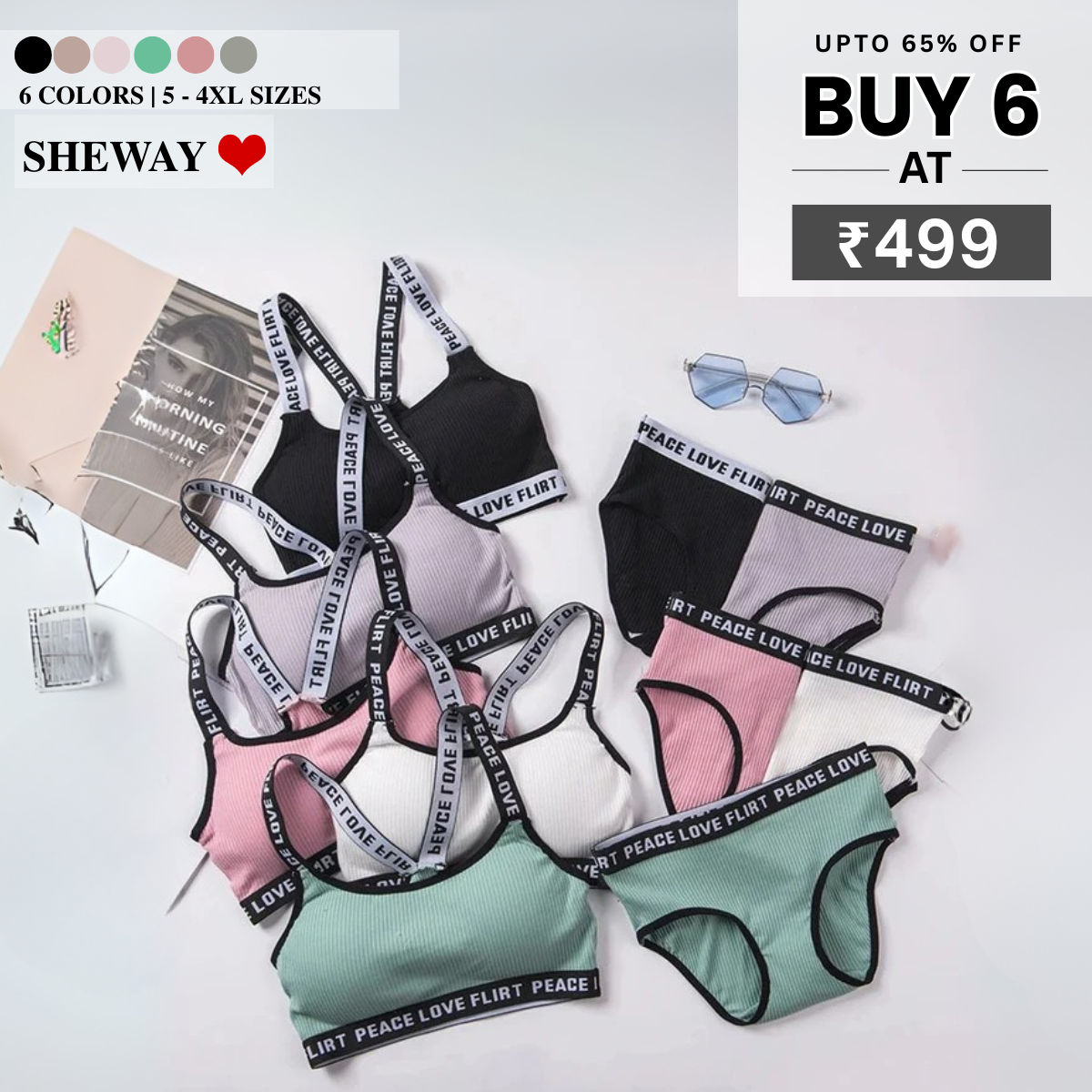 Combo Of 6 Bra & panties Sets imported | BP-13