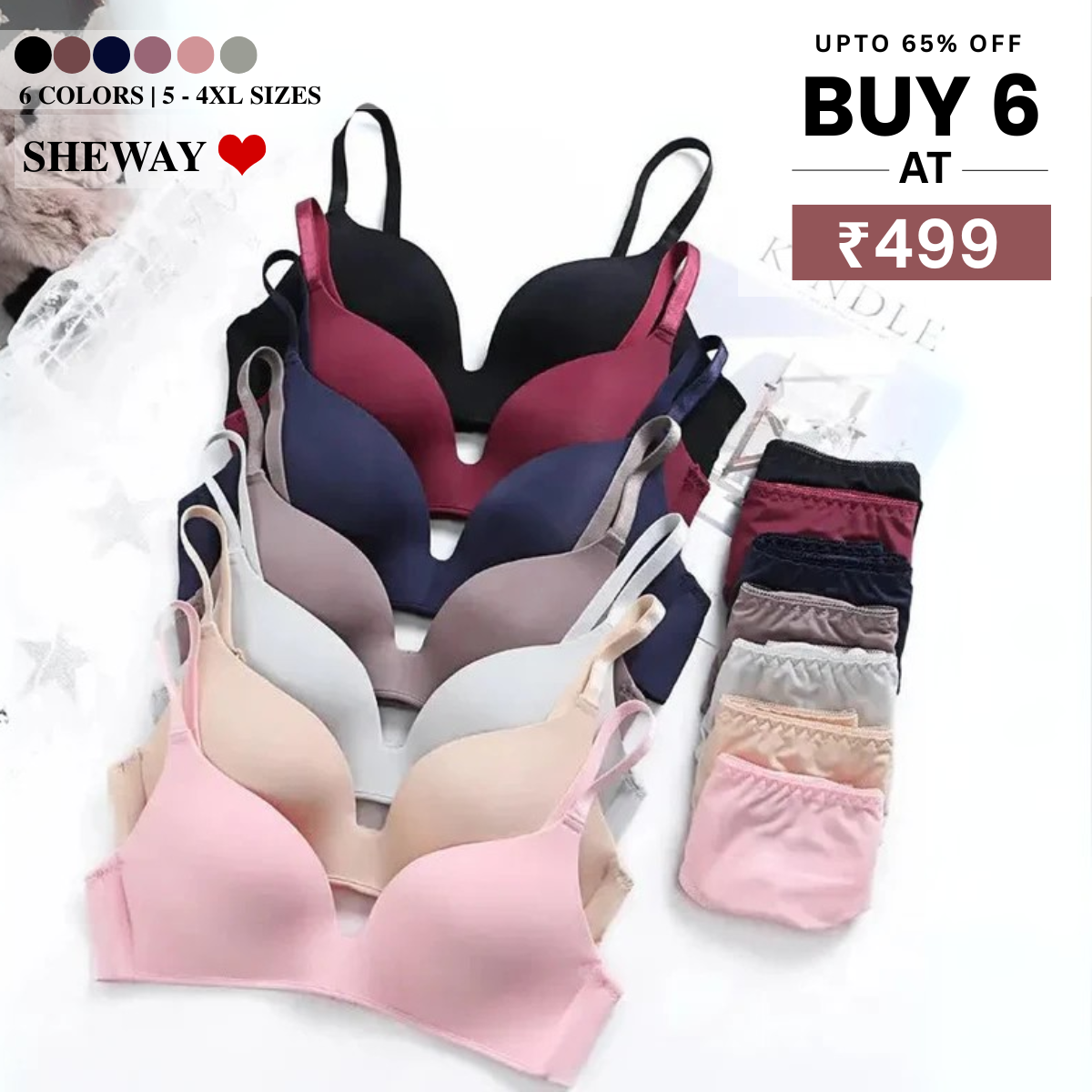 Combo Of 6 Bra & panties Sets imported | BP-17