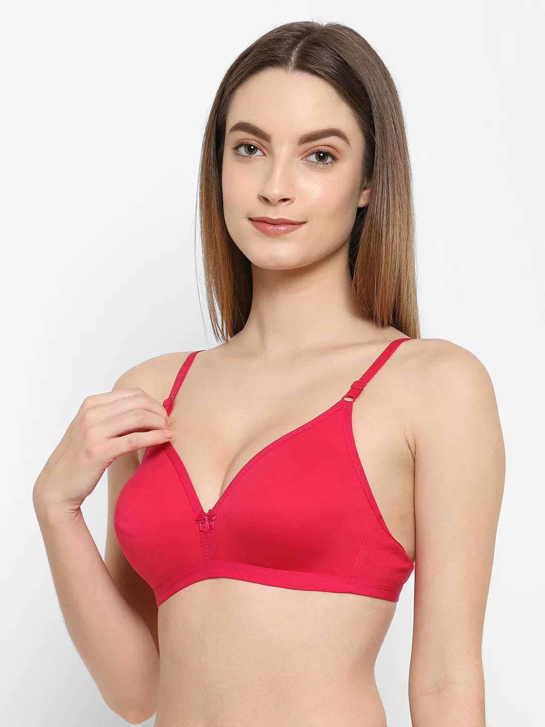 Bra Set for Women Pack of 4 Cotton Blend Lightly Padded (red)
